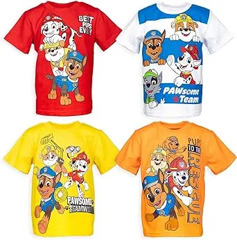 Paw Patrol Chase Marshall Rubble Little Boys 4 Pack Graphic T-shirts 7-8