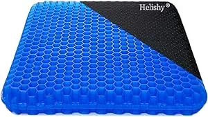 Angushy Gel Seat Cushion, Egg Seat Cushion Wheelchair Cushion with Non-Slip Cover, Breathable Chair Pads Honeycomb Design Absorbs Pressure Points for