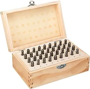 HimaPro Letter and Number Stamp Set 36pcs 40Cr Alloy Steel Metal Stamp Number & Letter Punch Set in a Wooden case (3mm 1/8 Inch)