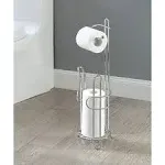 SunnyPoint Bathroom Toilet Tissue Paper Roll Storage Holder Stand with Reserve, The Reserve Area Has Enough Space to Store Mega Rolls Chrome Finish