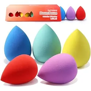 BEAKEY Makeup Sponge 5 Pcs Set, Latex-Free Boun Boun Beauty Sponge for Blending, Makeup Sponges for Foundation Liquid Cream and Powder. Blender for Enhanced Make Up Application, Gift for Women