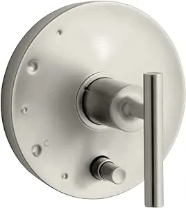 Kohler Purist Rite-Temp Valve Trim w/ Push-Button Diverter, Lever Handle, Polished Chrome - K-T14501-4-CP