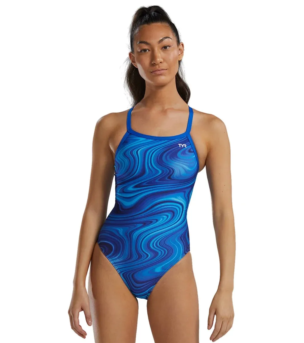 TYR Blue Vitality Durafast Elite Diamondfit Swimsuit 24