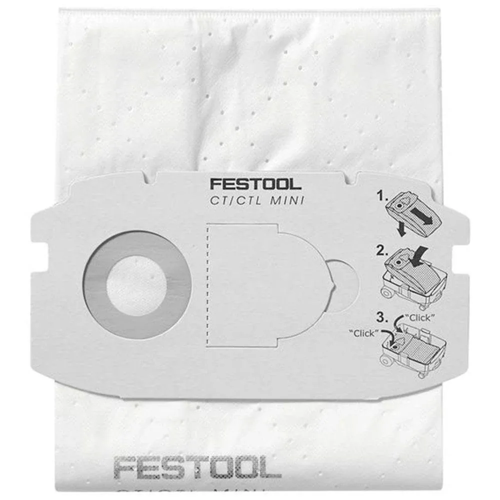 Festool 498410 SELFCLEAN Filter Bag for ct Mini - 5 Pack