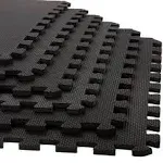 Black Eva Foam Floor Tiles 6 Pack 24 Square Feet Interlocking Mats For Gym