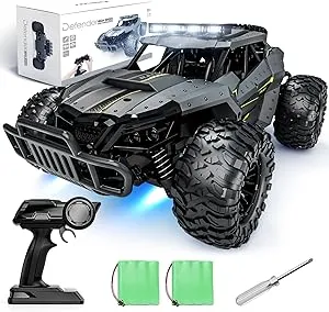 Tecnock Remote Control Car, 1:16 Scale 20 Km/h Fast RC Cars for Adults,2.4GHz Off Road RC Truck Toys with LED Headlight and Rechargeable Battery,Gift for Boys Age 8-12