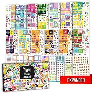 [Expanded] Aesthetic Planner Stickers - Seasonal, Productivity & Decorative Stickers for Women - 23 Sheets / 1397 pcs - Ideal for Journals, Calendars, Planners