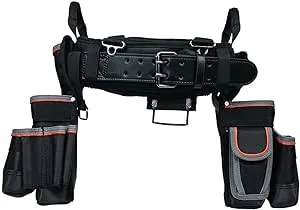 Klein Tools 55428 Tradesman Pro Electrician's Padded Tool Belt and Tool Pouch Combo for Long-wear Comfort and Durability Size Large