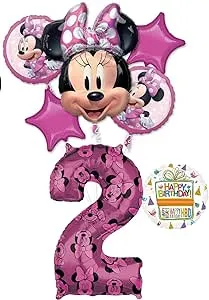 Minnie Mouse Party Supplies 2nd Birthday Happy Helper Balloon Bouquet Decorations