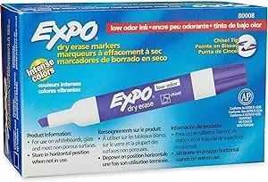 EXPO® Low-Odor Dry-Erase Markers, Chisel Point, Purple, Pack Of 12