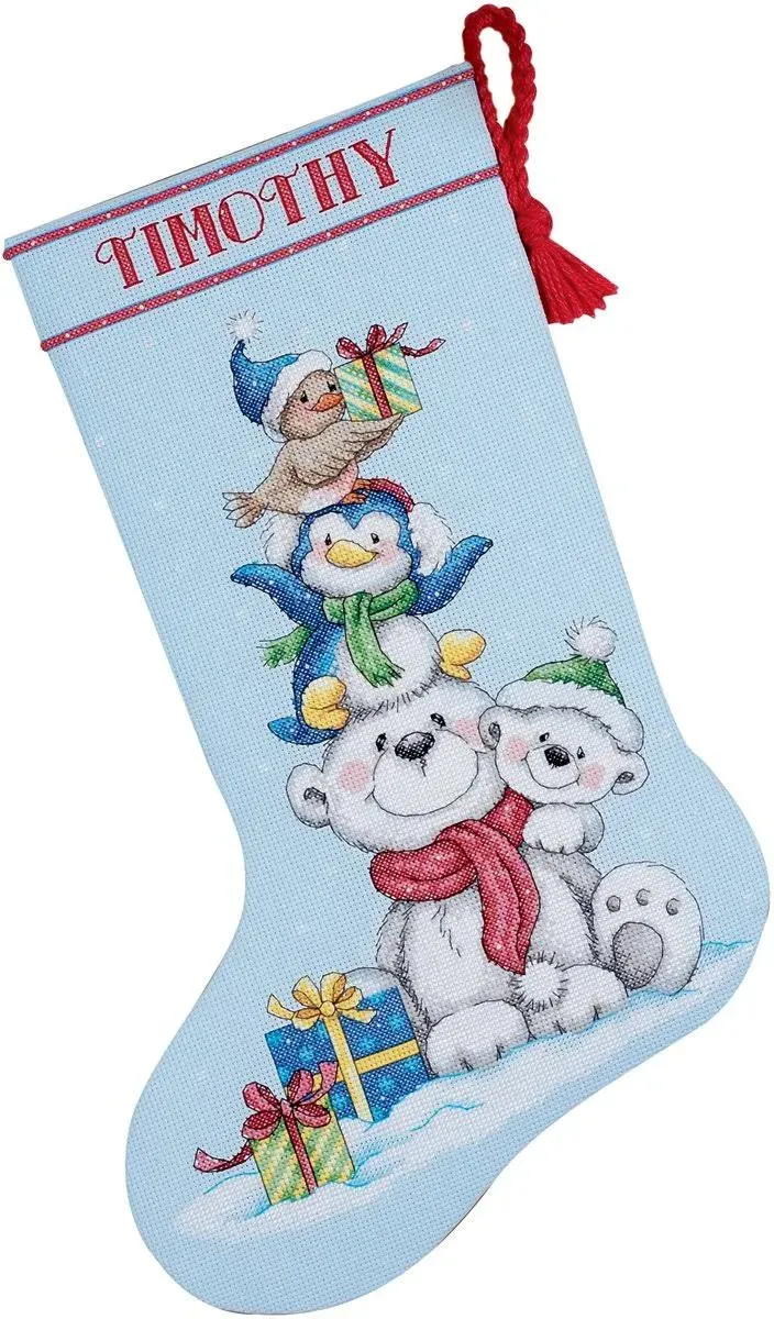 Dimensions Stack of Critters Stocking Counted Cross-Stitch Kit