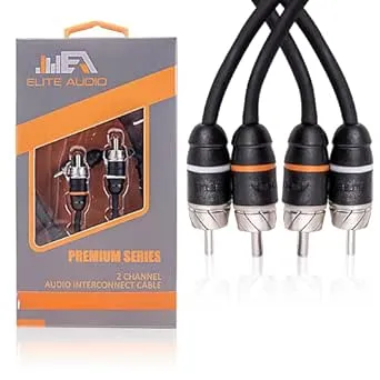 Elite Audio Premium Series 1.5ft. 2-Channel Car Audio RCA Short Cable – Double Shielded, Oxygen Free Copper, Noise Reducing Audio Cable for Amplifiers, Subwoofers, Speakers, Processors – PRM1.5