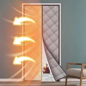 Magnetic Thermal Insulated Door Curtain, Temporary Door Insulation to Keep Warm in Winter and Cool in Summer, Soundproof Windproof Door Blanket, Fits Door Size 38'' x 82'' (Grey)