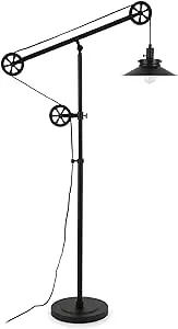 Descartes Blackened Bronze Wide Brim Floor Lamp