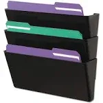 Universal Recycled Wall File Three Pocket Plastic Black