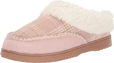 Dearfoams Women's Nyla Felted Plaid Moc Toe Clog Slippers - Pale Mauve - Size XL