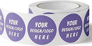 150 Custom Circle/Square BOPP Roll Labels- Personalized Stickers for Business Logo, Party, Wedding Favor, Baby Shower-Any Design Text + Image, Matte/Gloss Finish (1.5 Inch Square)