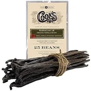 25 Organic Madagascar Whole Vanilla Beans, Grade A Vanilla Pods, Premium Vanilla Beans for Making Extract & Baking - Cook’s