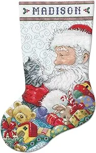 Design Works Counted Cross Stitch Stocking Kit Santa & Kitten