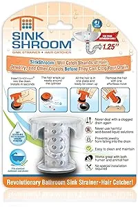 SinkShroom SSCLE988 The Revolutionary Sink Drain Protector Hair Catcher/Strainer/Snare, Clear