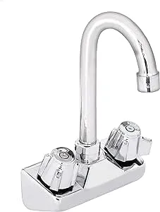 Kitchen Sink No Lead Faucet - DuraSteel 4&#034; Center Wall Mounted Commercial Kit...