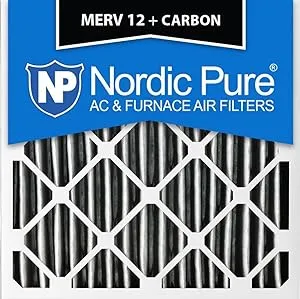 Nordic Pure 20x20x1 MERV 12 Pleated Plus Carbon AC Furnace Air Filters 6 Pack