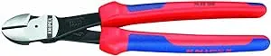 KNIPEX - 74 22 200 T BKA Tools - High Leverage Angled Diagonal Cutters, 12 Degree Angled, Multi-Component, Tethered Attachment (7422200TBKA)