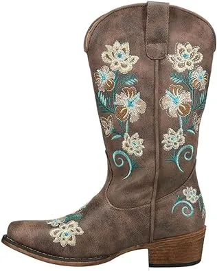 Roper Women’s Riley Floral Western Boot – 12-1/4” Shaft – Vintage Cowgirl Boots, Snip Toe Cowboy Boots for Women, Flexible Outsole & Padded Insole