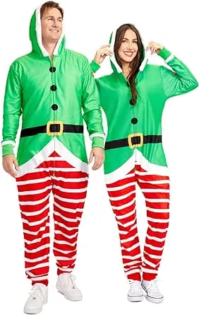 Tipsy Elves Christmas Onesies for Adults - Comfy Unisex Matching Holiday Jumpsuits with Convenient Pockets