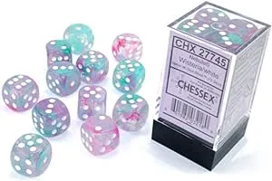 Chessex Dice: Nebula - D6 16mm Wisteria/White Luminary (12)