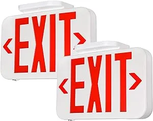 TORCHSTAR Red LED Exit Sign Emergency Light, Ceiling/Side/Back Mount, AC 120V/27