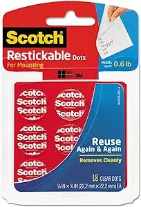 Scotch Restickable Mounting Tabs, Clear - 18 pack