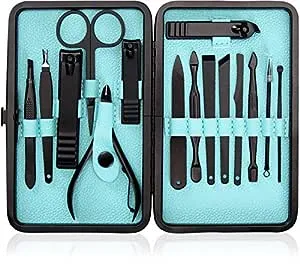 Utopia Care 15-Set Valentines Day Gifts for Her and Him Manicure Kit Nail Clippers for Men and Women, Manicure Set with Nail Kit, Pedicure Kit Grooming Kit with Luxurious Travel Case - Black