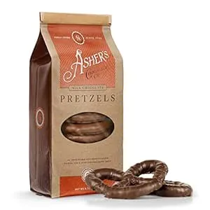 Asher's Chocolates, Chocolate Covered Pretzels, Gourmet Sweet and Salty Candy, Small Batches of Kosher Chocolate, Family Owned Since 1892 (6.5oz, Milk Chocolate)