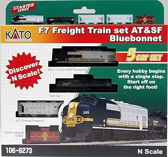 N F7 Freight Train Set Santa Fe Bluebonnet 5-Unit Set