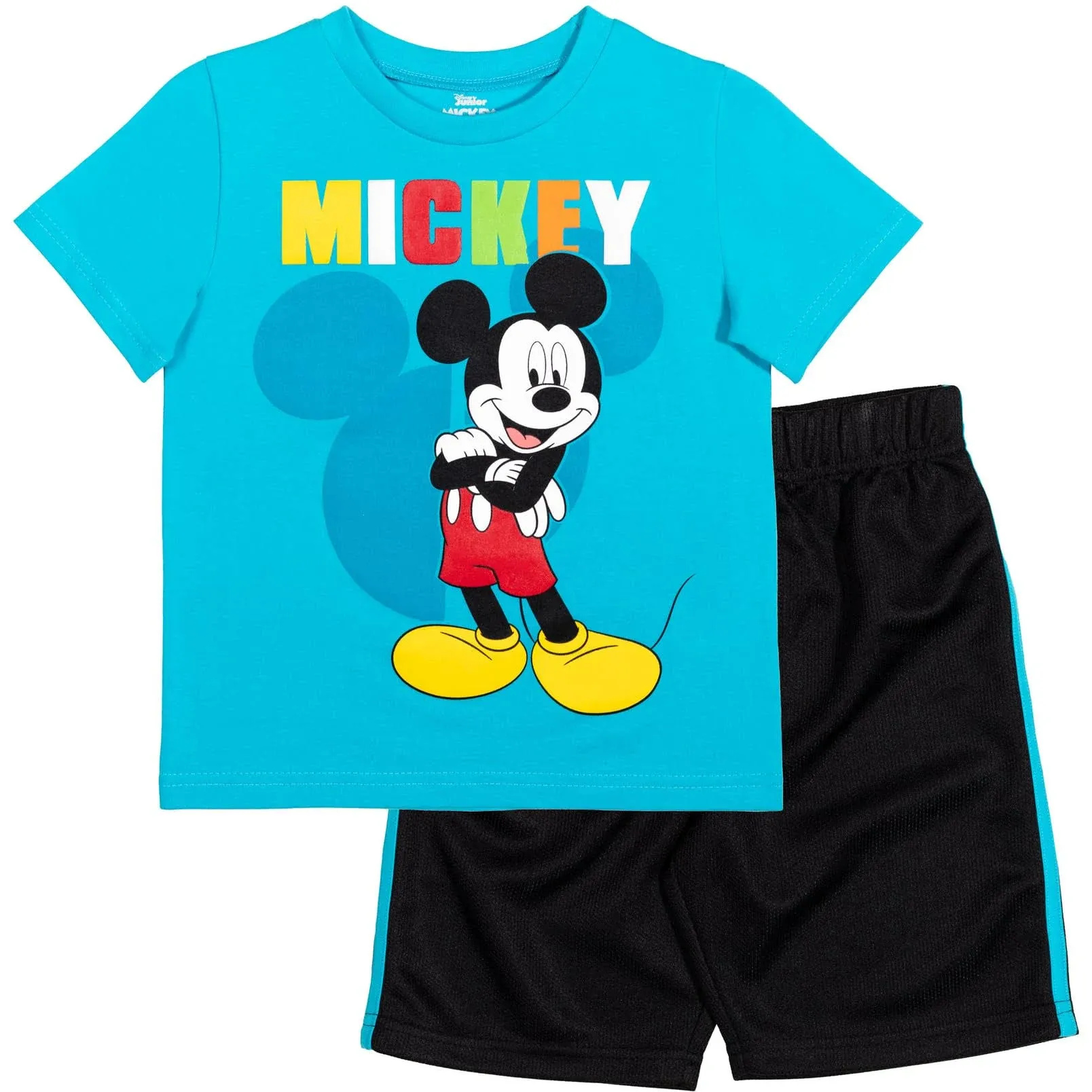 Disney Mickey Mouse Toddler Boys T-Shirt and Mesh Shorts Outfit Set Infant to ...