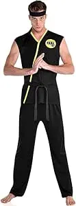 Party City Cobra Kai Halloween Costume for Adults, Standard Size, with Top, Pants, Headband and Belt Multicolor