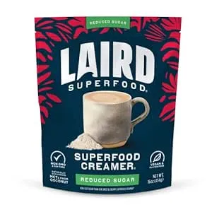 Laird Superfood Non-Dairy Reduced Sugar Superfood Coconut Powder Coffee Creamer, Keto, No Sugar Added, Gluten Free, Non-GMO, Vegan, 16 oz. Bag, Pack of 1