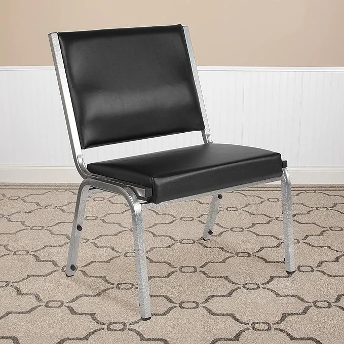 EMMA + OLIVER 1000 lb. Rated Black Antimicrobial Vinyl Bariatric Medical Reception Chair