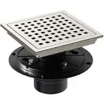 WEBANG 6 inch Square Shower Floor Drain with Flange,Quadrato Pattern Grate Removable,Food-Grade Sus 304 Stainless Steel,Watermark&CUPC Certified