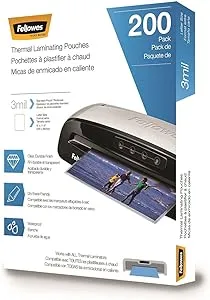 Fellowes Letter 3 Mil Laminating Pouches - 200 Pack