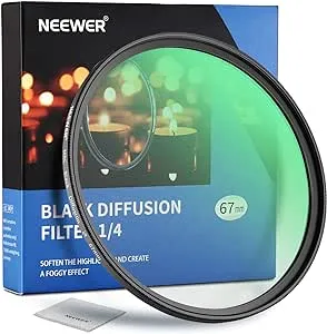 NEEWER 67mm Black Diffusion 1/4 Filter Mist Dreamy Cinematic Effect Filter Ultra Slim Water Repellent Scratch Resistant HD Optical Glass, 30 Layers Nano Coatings for Video/Vlog/Portrait Photography