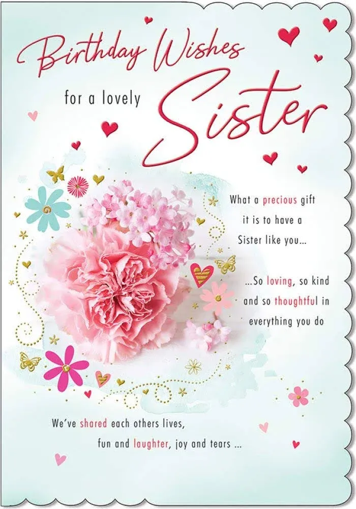 Piccadilly Greetings Traditional Birthday Card Sister - 9 x 6 inches -, A20202