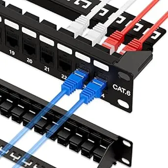 iwillink 10Gbps Patch Panel 24 Port, RJ45 Through Coupler Cat6 Patch Panel UTP 19-Inch 1U with Back Bar, Wallmount or Rackmount, Compatible with Cat5, Cat5e, Cat6 Cabling