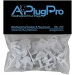 Weatherproof Electrical Plug Extension Cord Gaskets and White Covers, 10 Pack