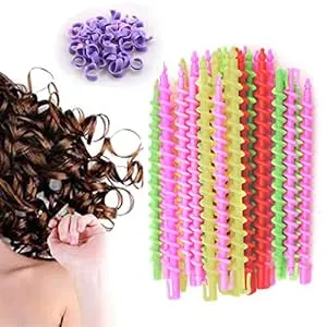 50 Pack Plastic Spiral Hair Perm Rods - Hairdressing Styling Curling Rods for Women and Girls