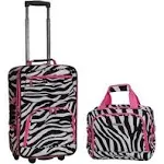 Rockland Rio 2-Piece Carry-On Luggage Set, Pink Zebra