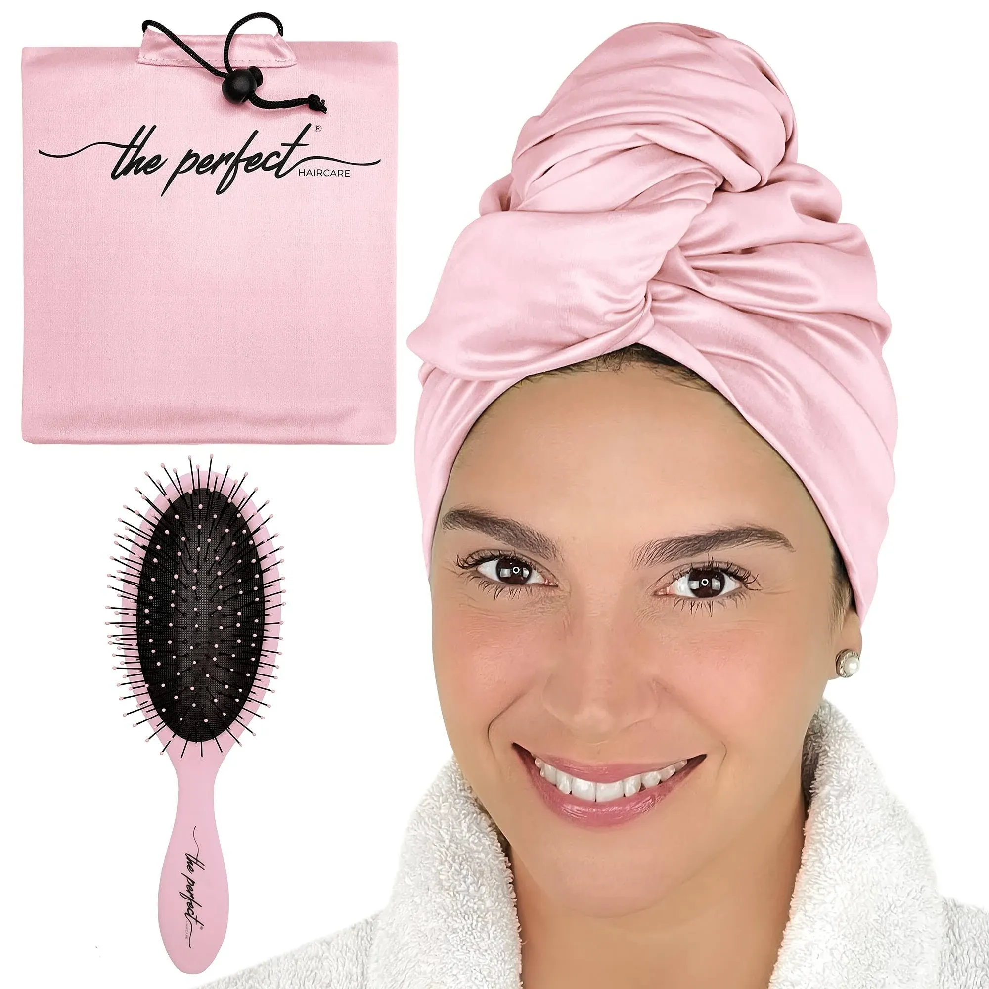 Smooth Microfiber Hair Towel with Wet / Dry Hair Brush