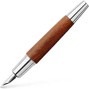 Faber-Castell E-motion 148202 Fountain Pen Wood/Chrome Nib EF Includes Gift Packaging Barrel Colour Brown/Silver