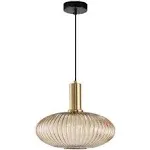 Debbte Industrial Vintage Glass Pendant Lighting Brass Finish Modern Retro Drop Ceiling Light Hanging Lamp for Bedroom Dining Room Kitchen Island